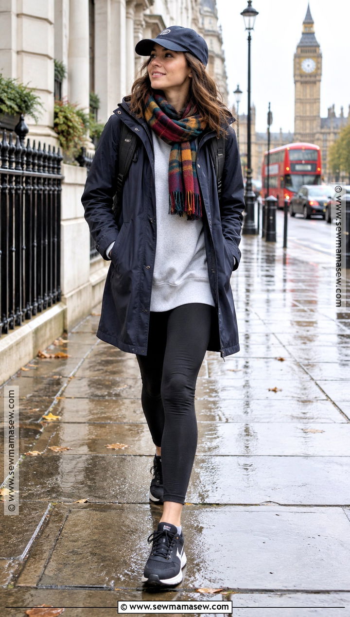 London Fall Raincoat Outfit With Leggings - 15 London Fall Travel Outfits