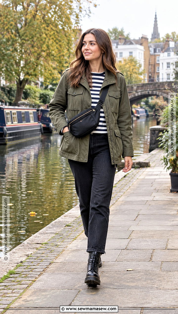 London Fall Utility Jacket And Black Jeans Outfit - 15 London Vacation Outfits Fall