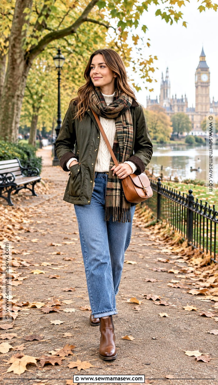 London Fall Wax Jacket And Blue Jeans Outfit - 20 london outfit ideas fall