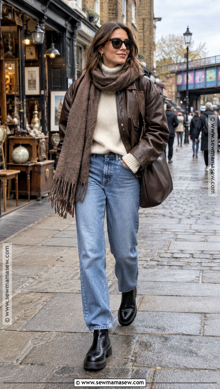 London Leather Jacket and Jeans Outfit - 20 London In November Outfits