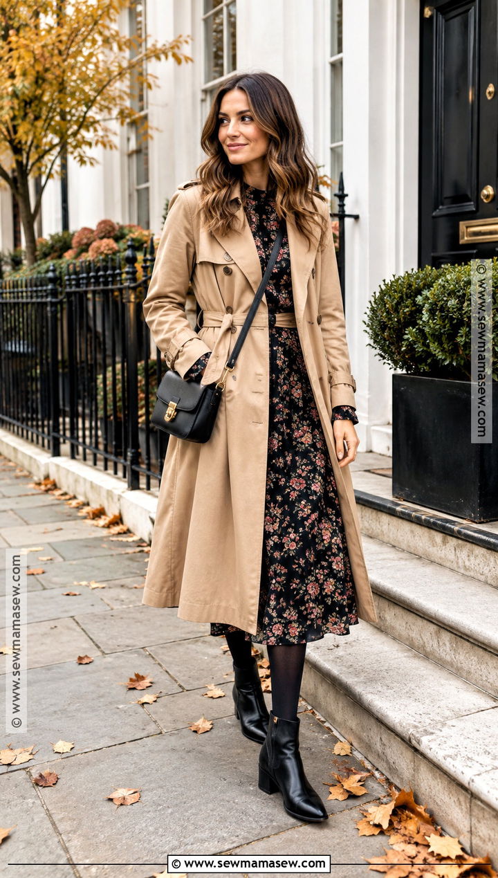 London October Midi Dress And Ankle Boots Outfit - 20 Outfits For London In October