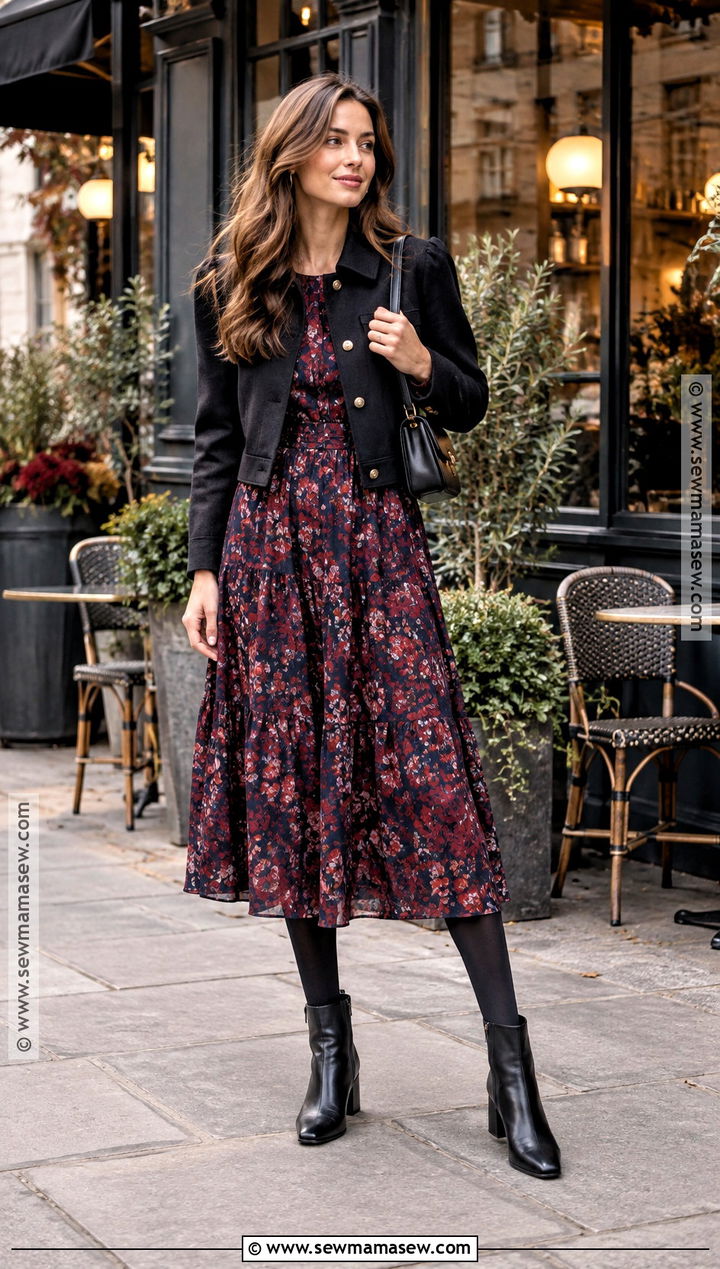 London October Midi Dress And Cropped Jacket Outfit - 20 London In October Outfits