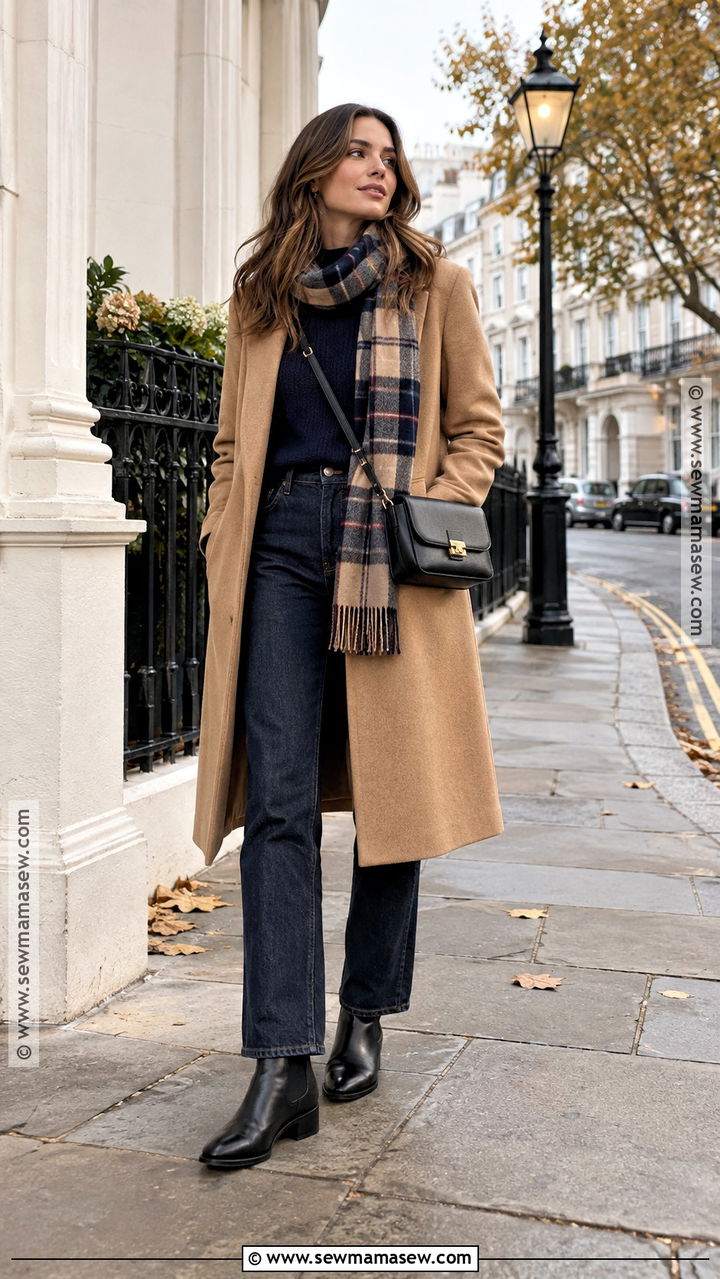 London October Wool Coat And Dark Jeans Outfit - 20 Outfits For London In October