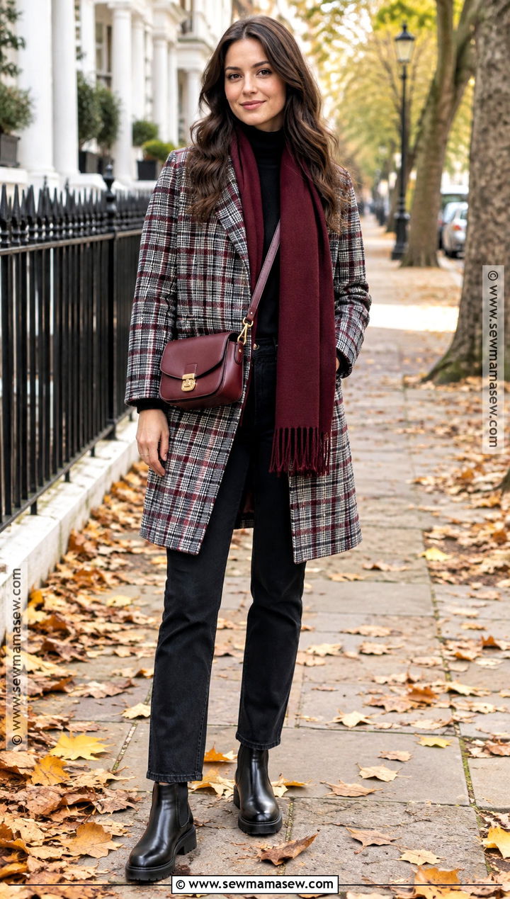 London Plaid Coat and Black Jeans Outfit - 20 fall london outfits