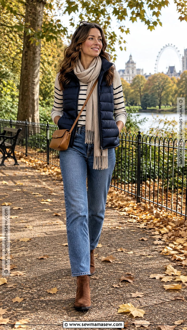 London Puffer Vest With Sweater And Jeans - 20 September London Outfits