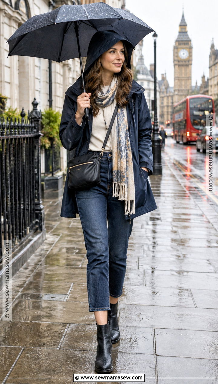 London Rain Jacket With Jeans And Waterproof Boots - 20 September London Outfits