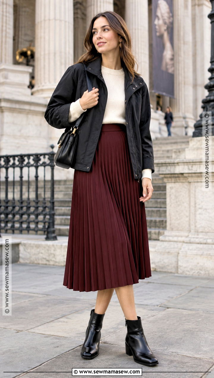 London Sweater With Midi Skirt And Ankle Boots - 20 September London Outfits