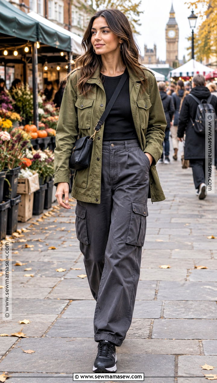 London Utility Jacket and Cargo Pants Outfit - 20 fall london outfits