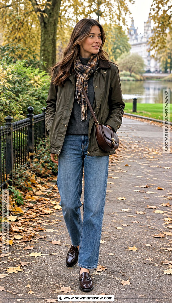 London Waxed Jacket and Blue Jeans Outfit - 20 fall london outfits