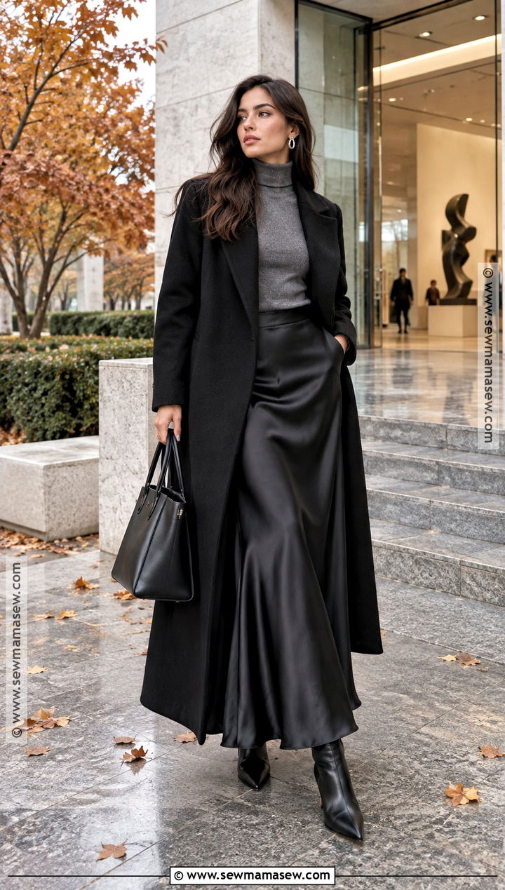 Long Black Coat With Maxi Skirt - 15 Fall Fashion 2026 Ideas for Women
