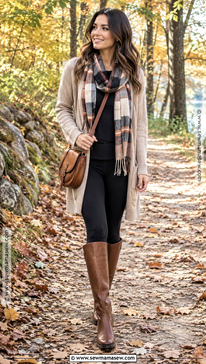 Long Cardigan And Leggings Fall Picture Outfit - 25 fall picture outfits