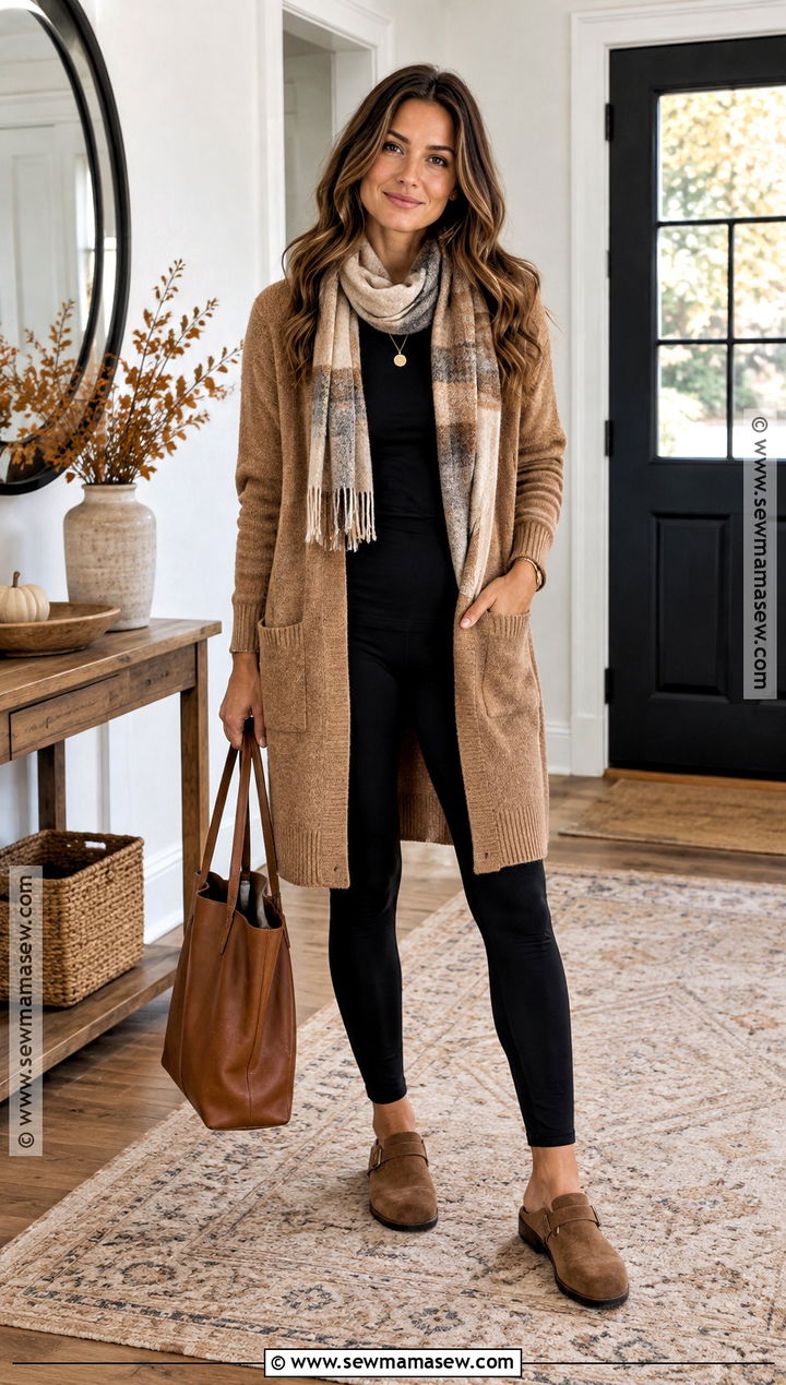 Long Cardigan And Leggings Outfit - 25 fall lounge outfits
