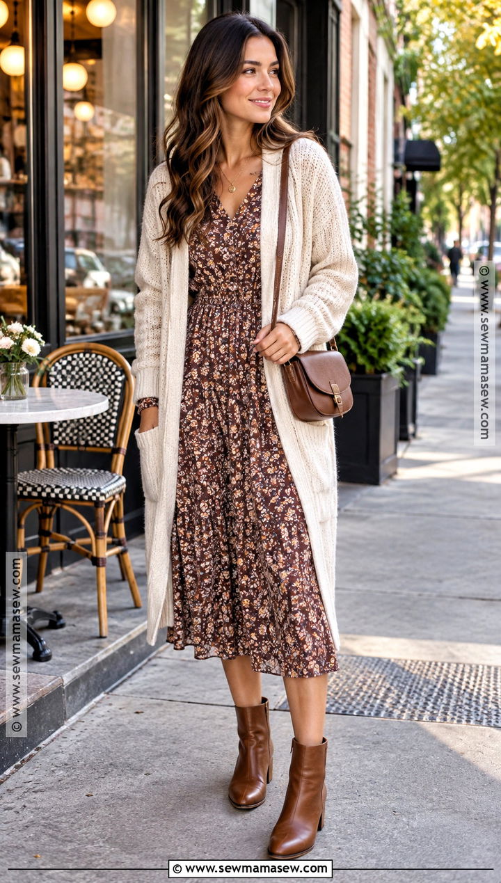 Long Cardigan And Midi Dress NYC Fall Outfit - 25 fall in new york city outfits