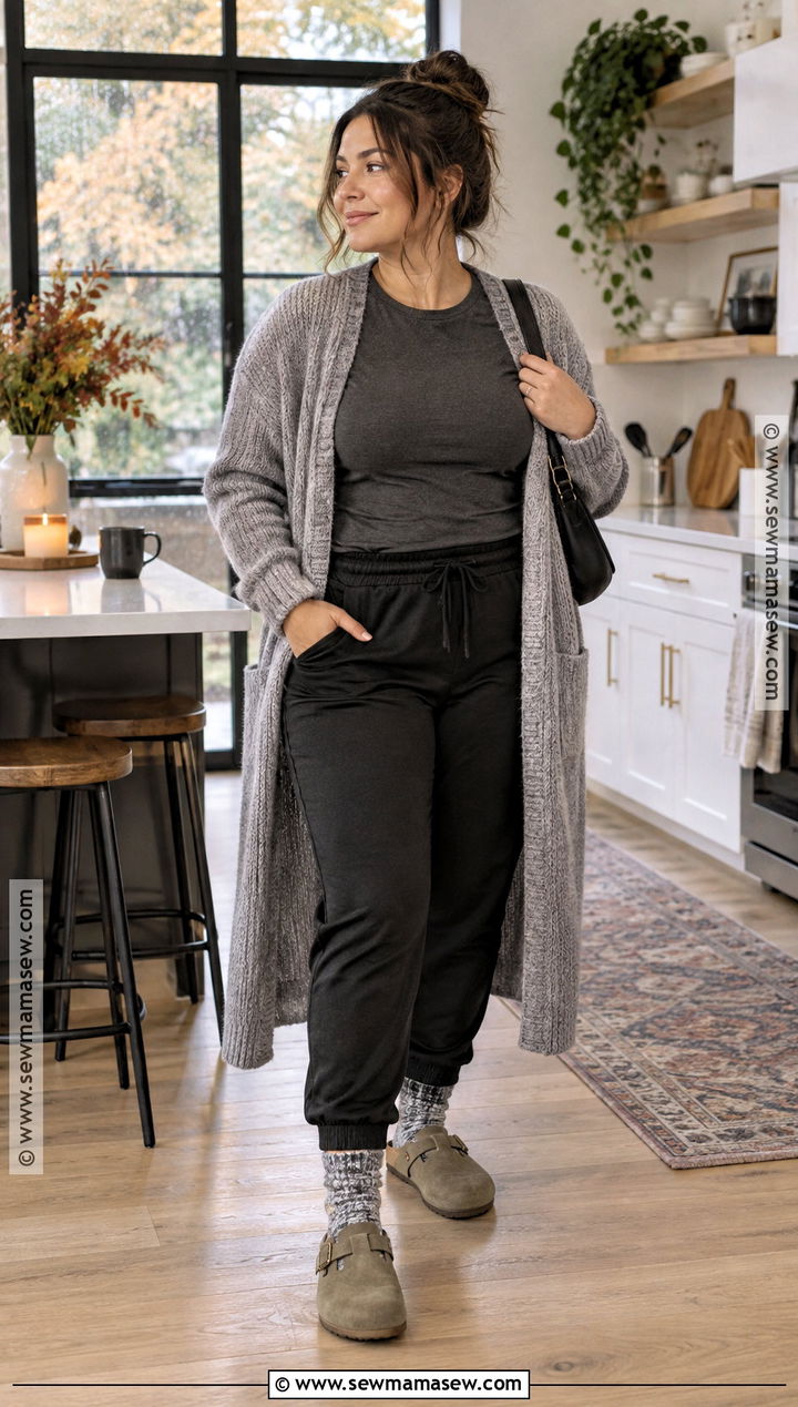Long Cardigan And Soft Joggers Fall Outfit - 15 fall lounge outfits lazy days