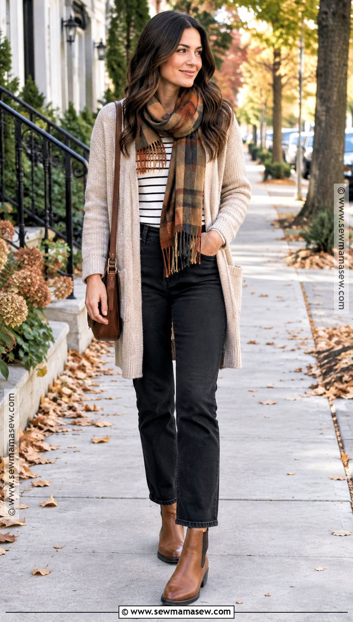 Long Cardigan Fall Outfit With Black Jeans - 20 Cozy Fall Fashion Ideas