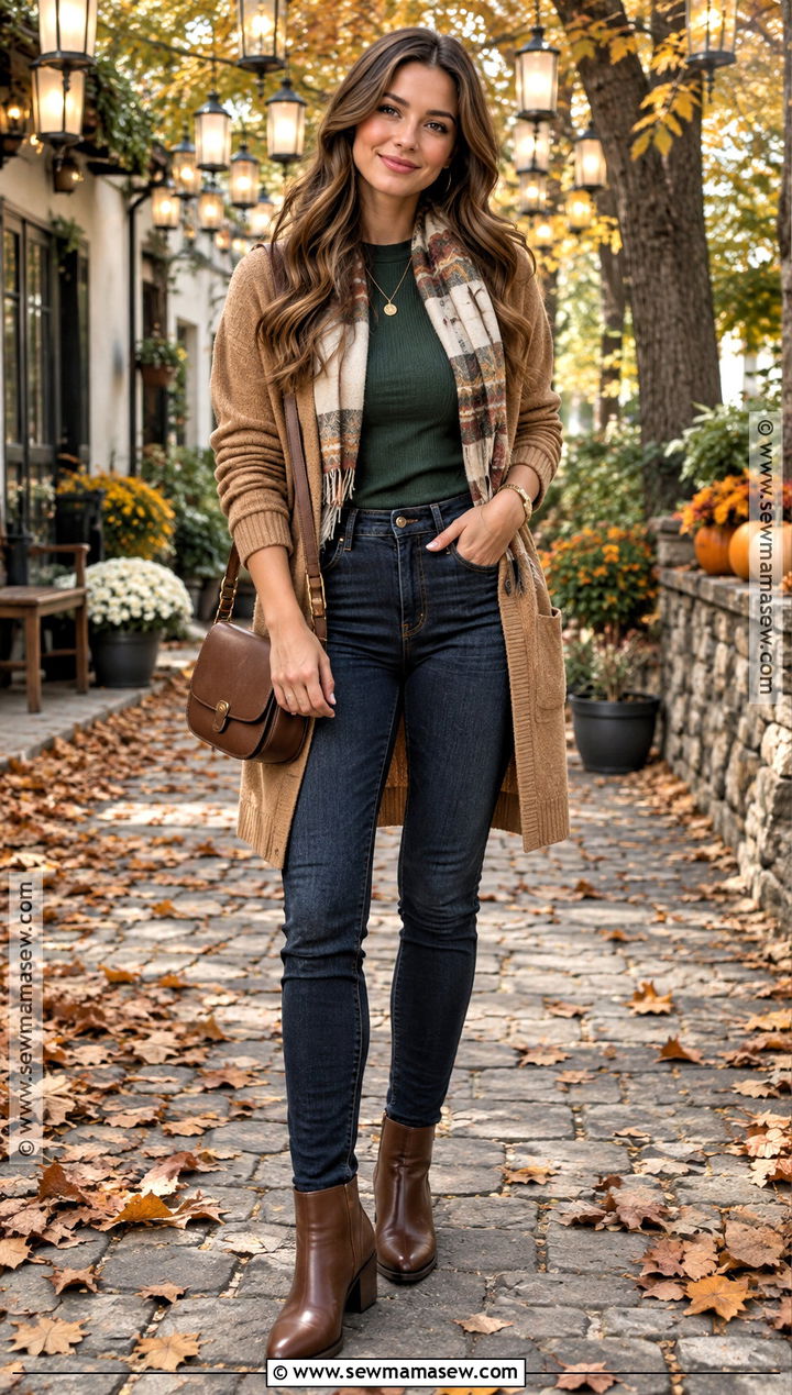 Long Cardigan Lantern Festival Outfit With Dark Jeans - 15 Lantern Festival Outfit Fall Ideas