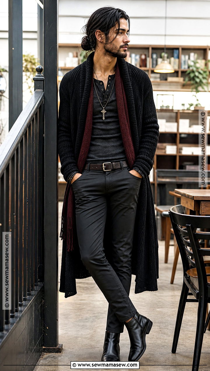 Long Cardigan Vampire Aesthetic Outfit - 30 vampire aesthetic outfit male ideas