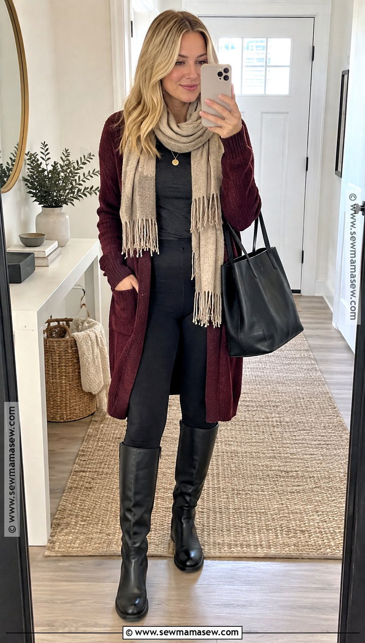 Long Cardigan With Leggings And Boots - 20 fall outfits blonde hair