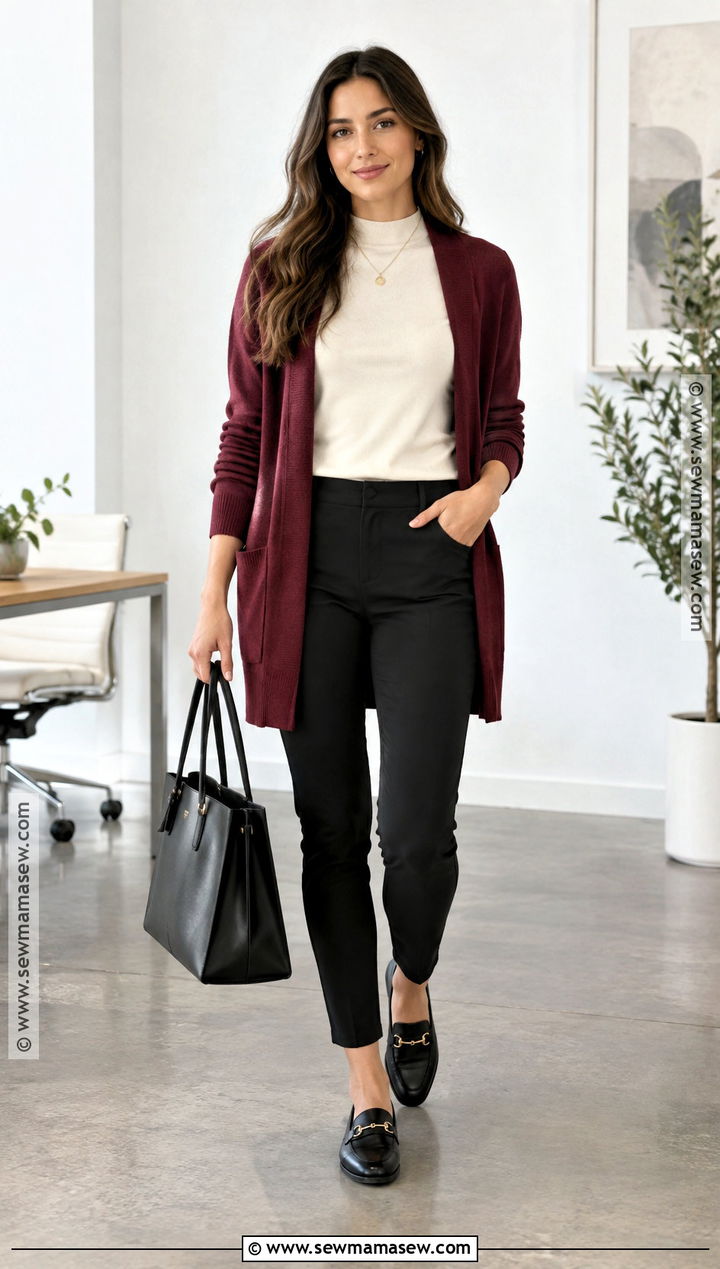 Long Cardigan With Ponte Pants - 30 comfy fall outfits