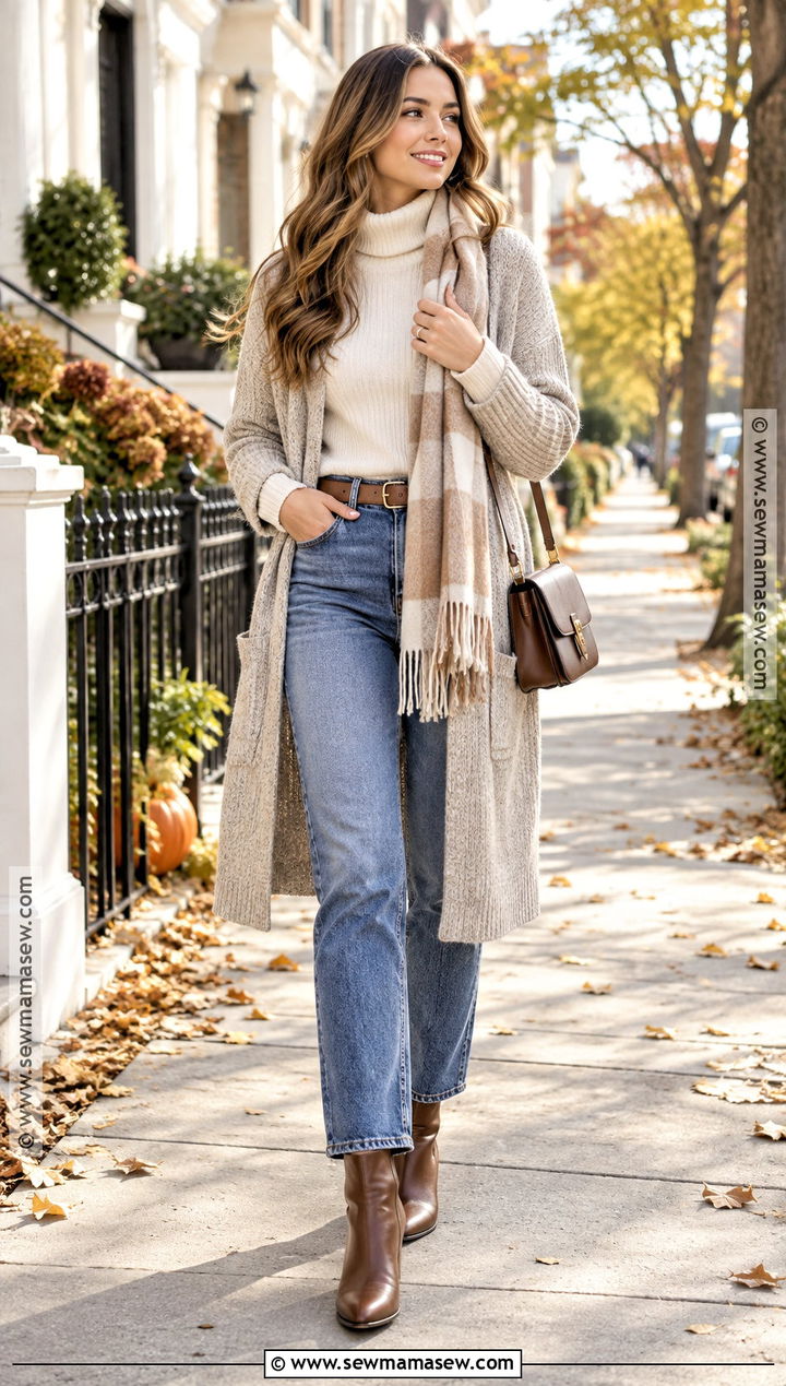 Long Cardigan and Ankle Boots Fall Outfit - 25 Fall Outfit Inspo Ideas 2026