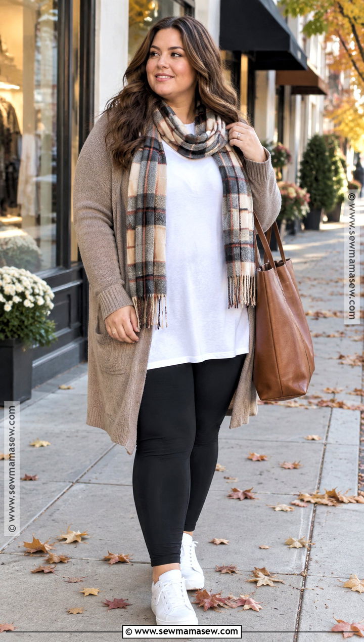Long Cardigan and Black Leggings Fall Outfit - 15 Fall Outfits 2026 Comfy