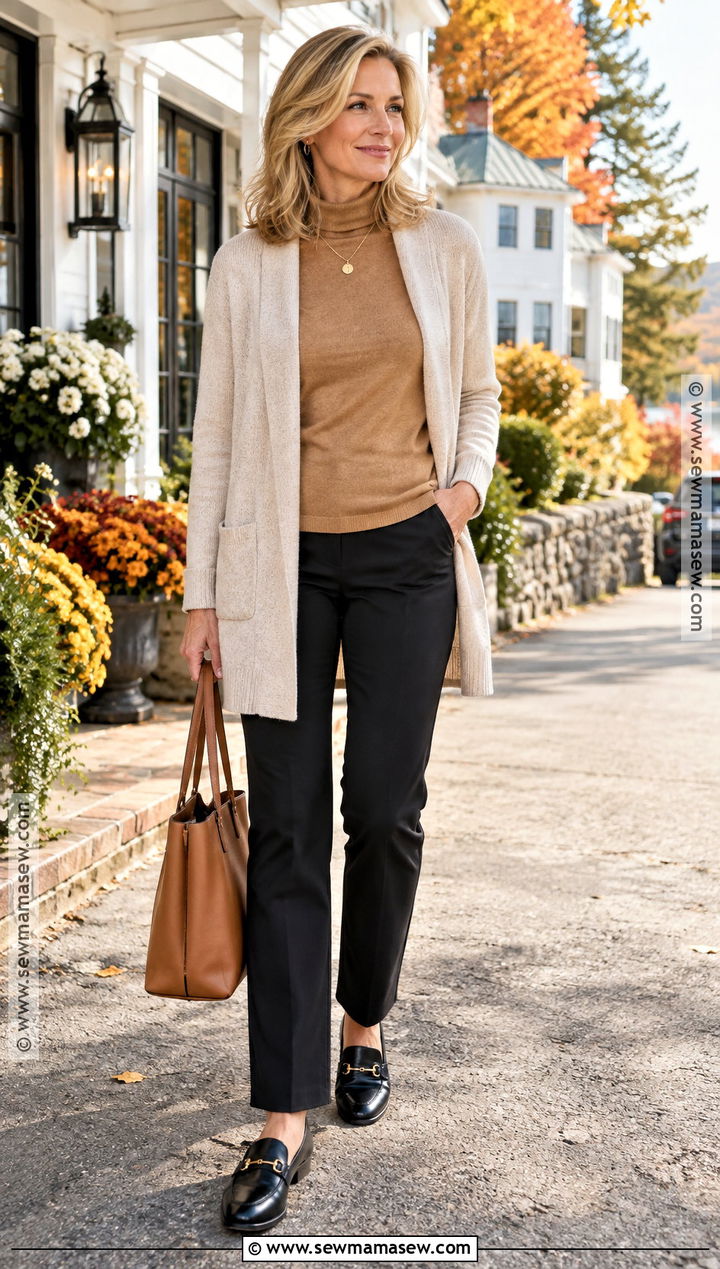 Long Cardigan and Ponte Pants Fall Road Trip Outfit - 20 fall road trip outfit ideas