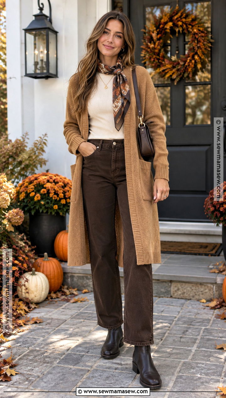 Long Cardigan and Straight Leg Pants Pumpkin Patch Fit - 25 pumpkin patch fits
