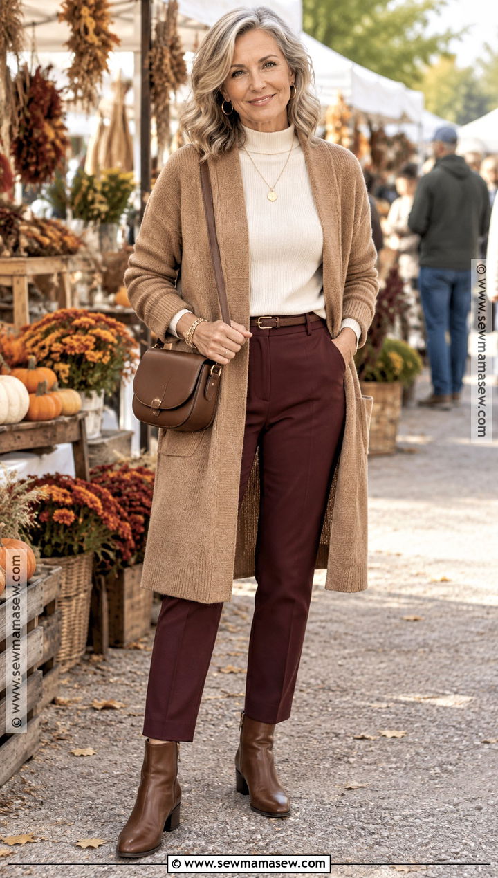 Long Cardigan and Tailored Pants Fall Festival Outfit - 30 fall festival outfit ideas