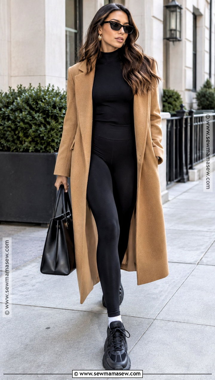 Long Coat And Black Leggings Fall Baddie Outfit - 15 fall outfits women baddie