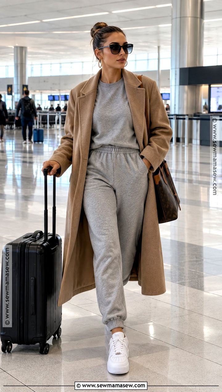 Long Coat And Gray Sweat Set Fall Baddie Outfit - 25 fall outfits baddie