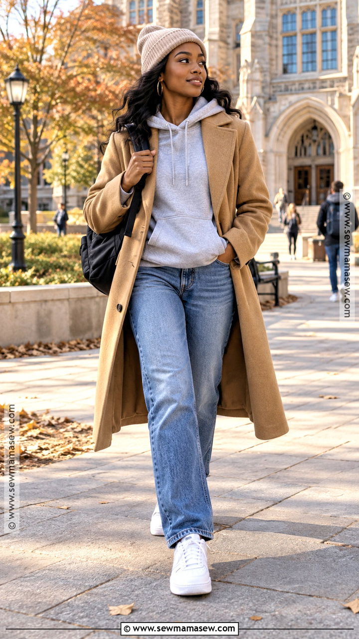 Long Coat And Hoodie School Outfit - 20 fall outfits black women school