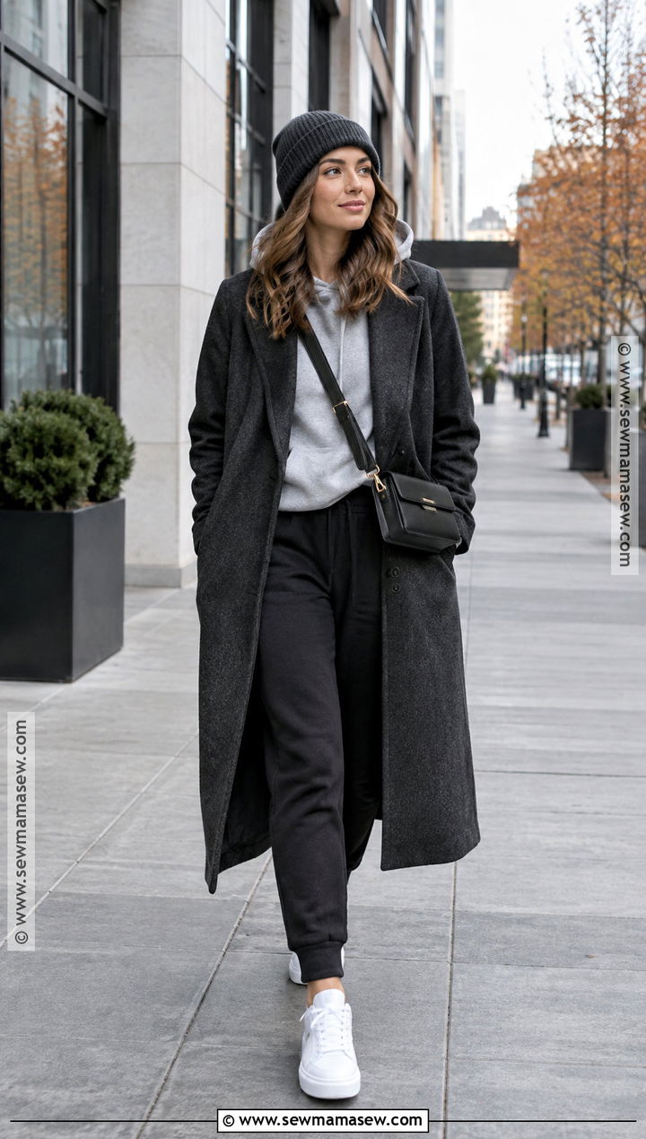 Long Coat And Hoodie Streetwear Outfit - 20 Streetwear Fashion Autumn Ideas