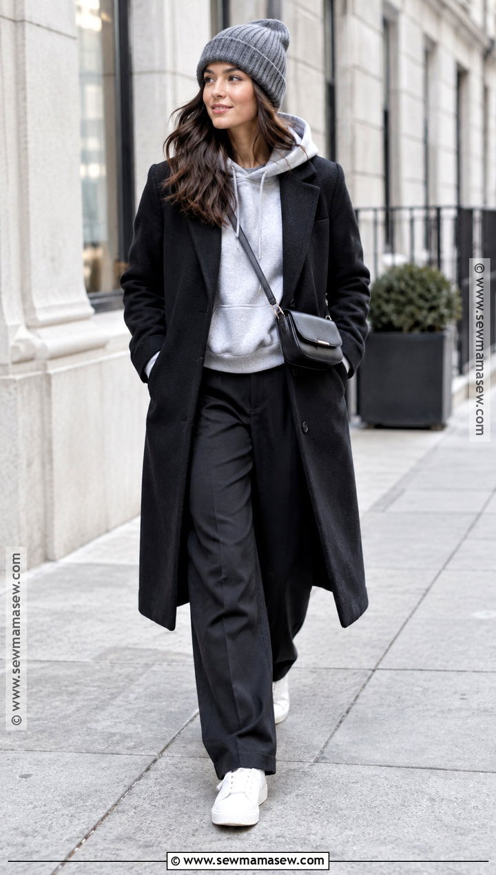 Long Coat And Hoodie Winter Outfit - 25 fallwinter outfits