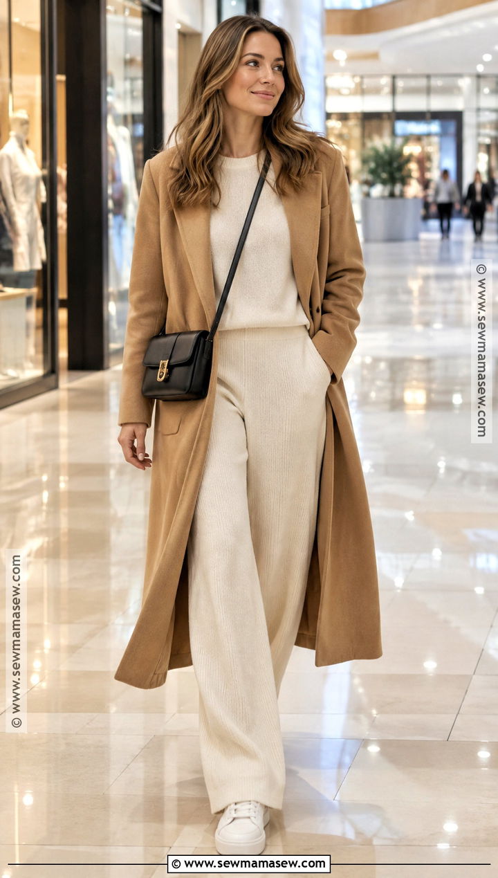 Long Coat And Knit Set Shopping Outfit - 20 shopping outfit autumn ideas