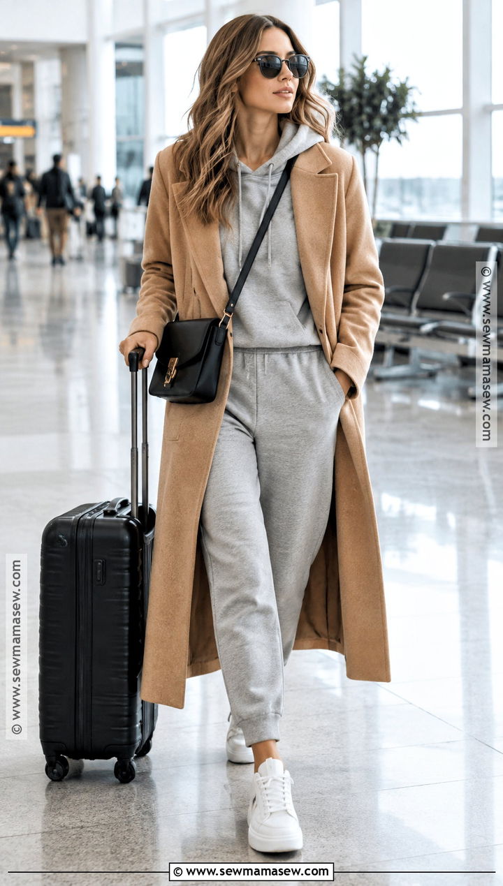 Long Coat And Matching Sweat Set Fall Outfit - 25 chill fall outfits