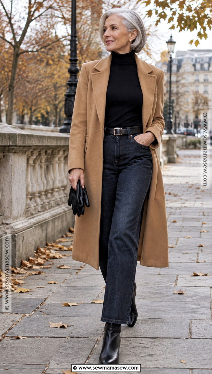 Long Coat And Turtleneck Jeans Fall Senior Picture Outfit - 25 senior pictures outfits fall