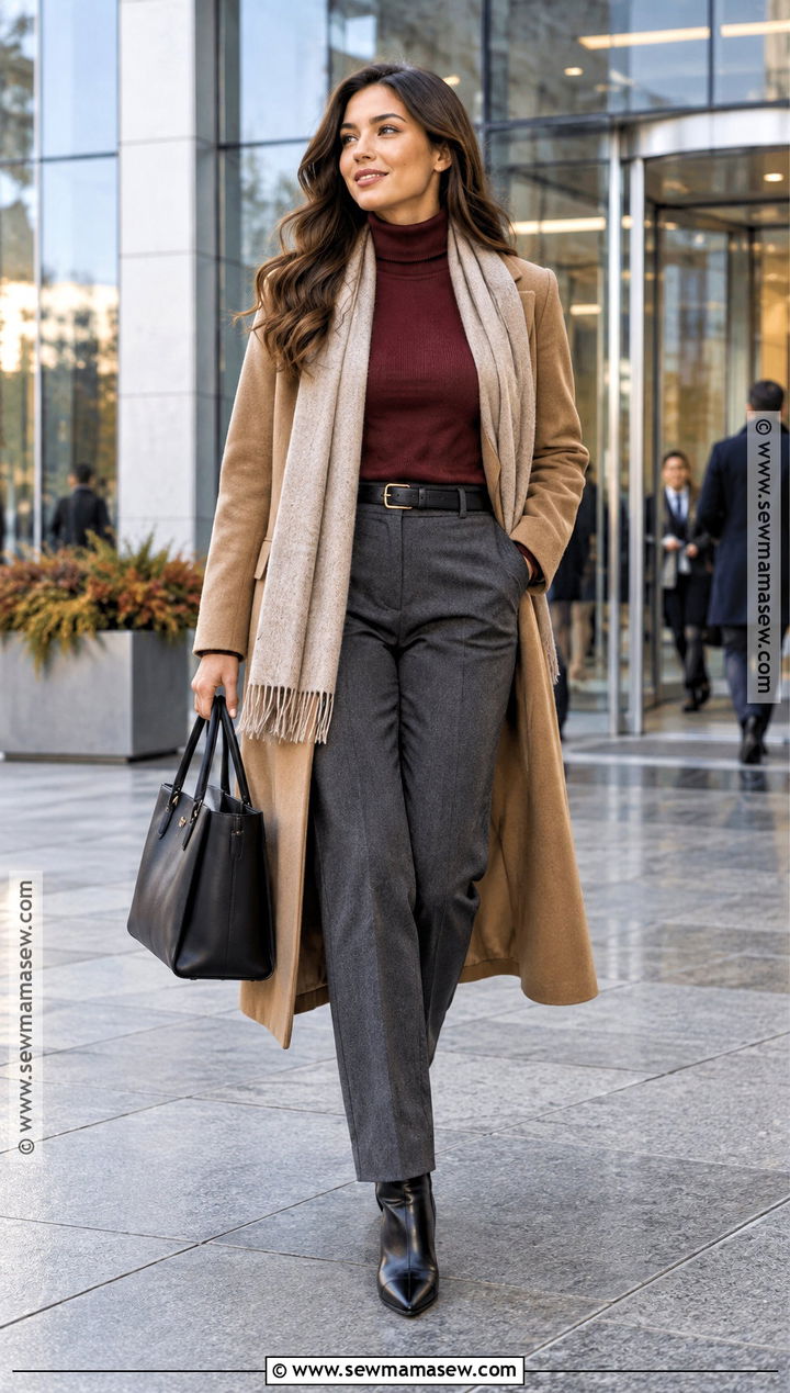 Long Coat Fall Outfit With Tailored Trousers - 20 warm fall outfits for women