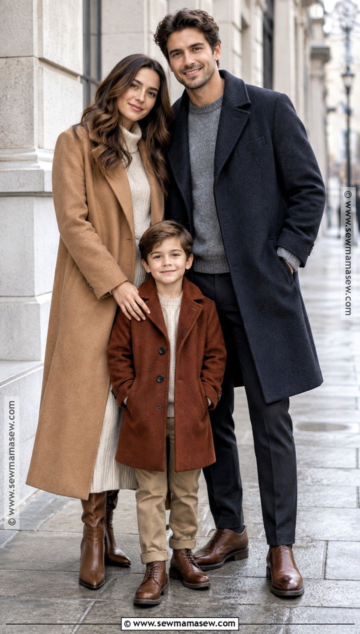 Long Coat Family of 3 Fall Photo Outfit - 20 family of 3 fall photo outfits