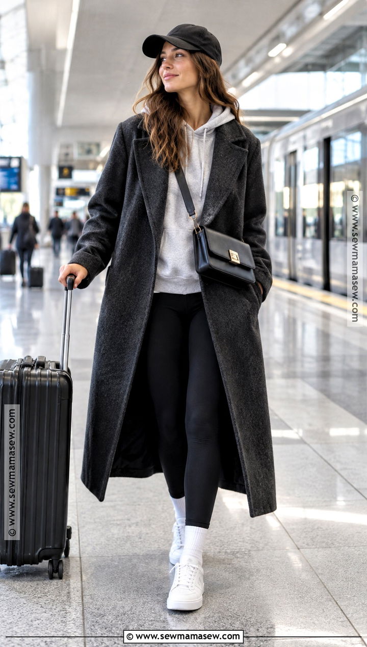 Long Coat With Hoodie And Leggings - 15 Womens Autumn Fashion Outfit Ideas