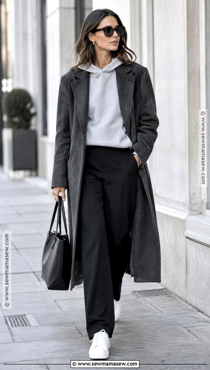 Long Coat and Hoodie Fall Outfit - 25 fall outfits chic