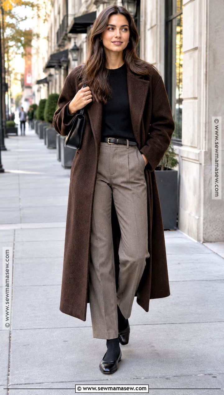 Long Coat and Jazz Flats Outfit - 20 Flats Outfit Fall Ideas