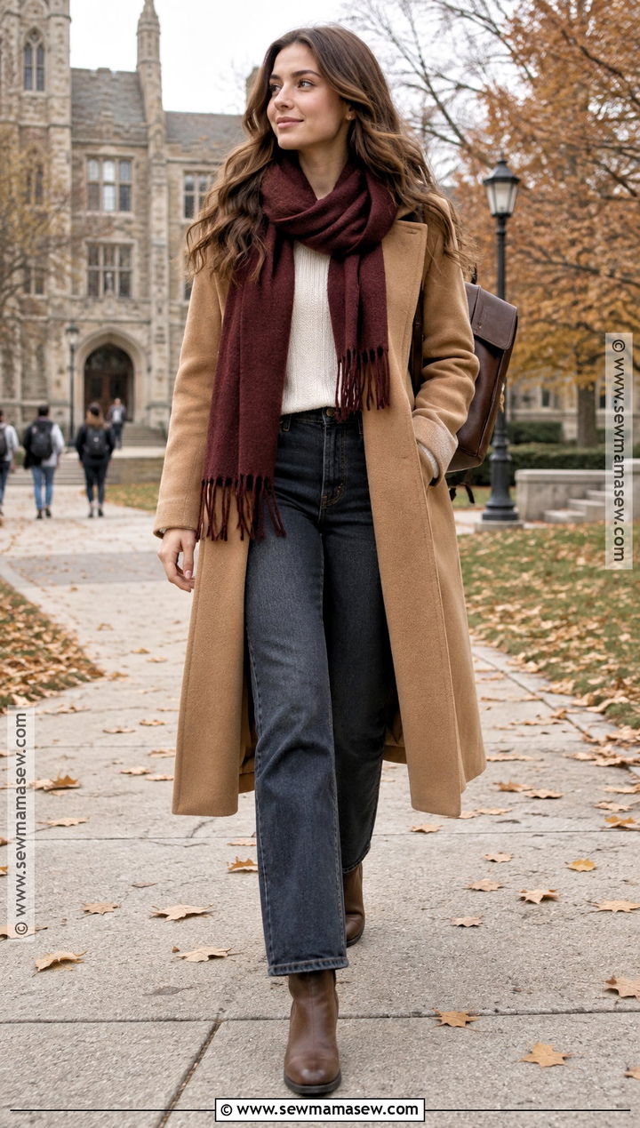 Long Coat and Straight Jeans University Outfit - 20 university outfit autumn ideas