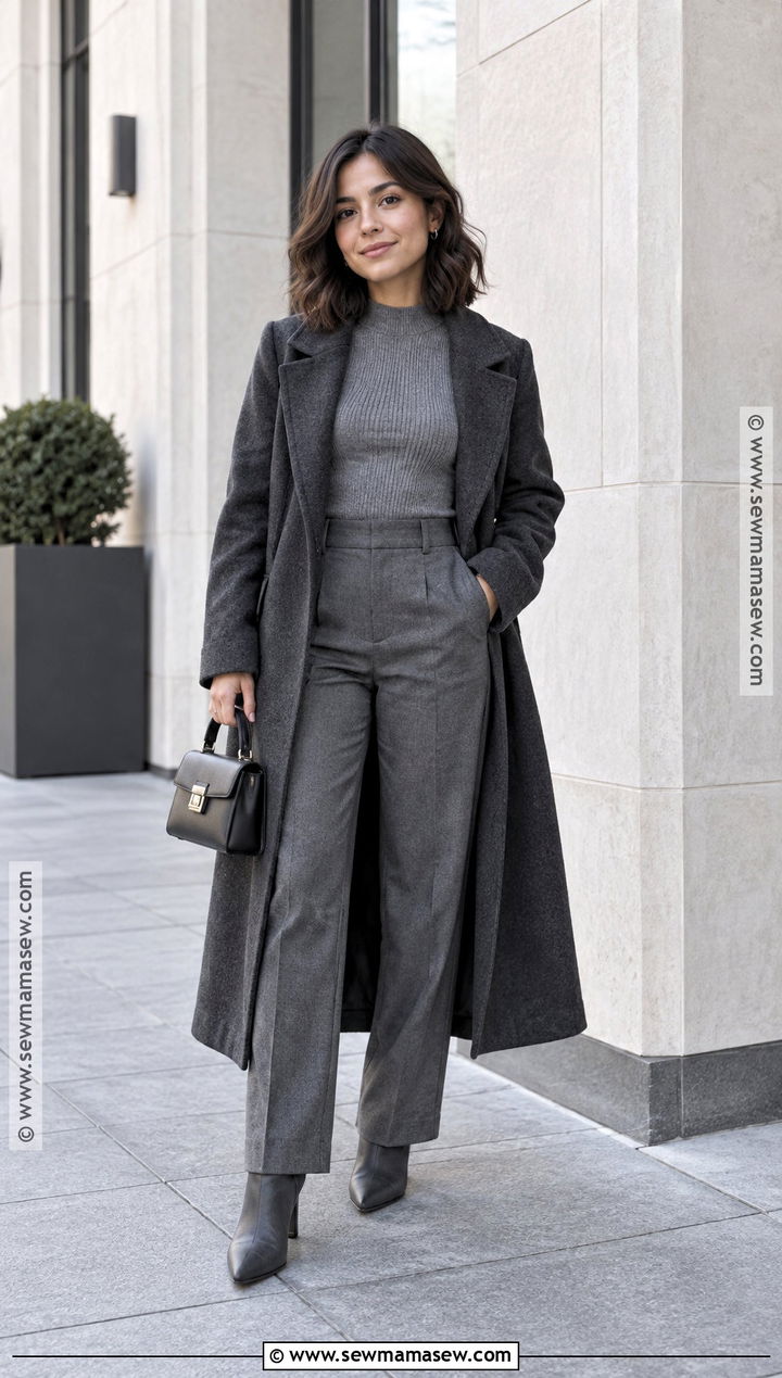 Long Coat and Tonal Pants Fall Outfit - 20 Fall Outfits Short for Women