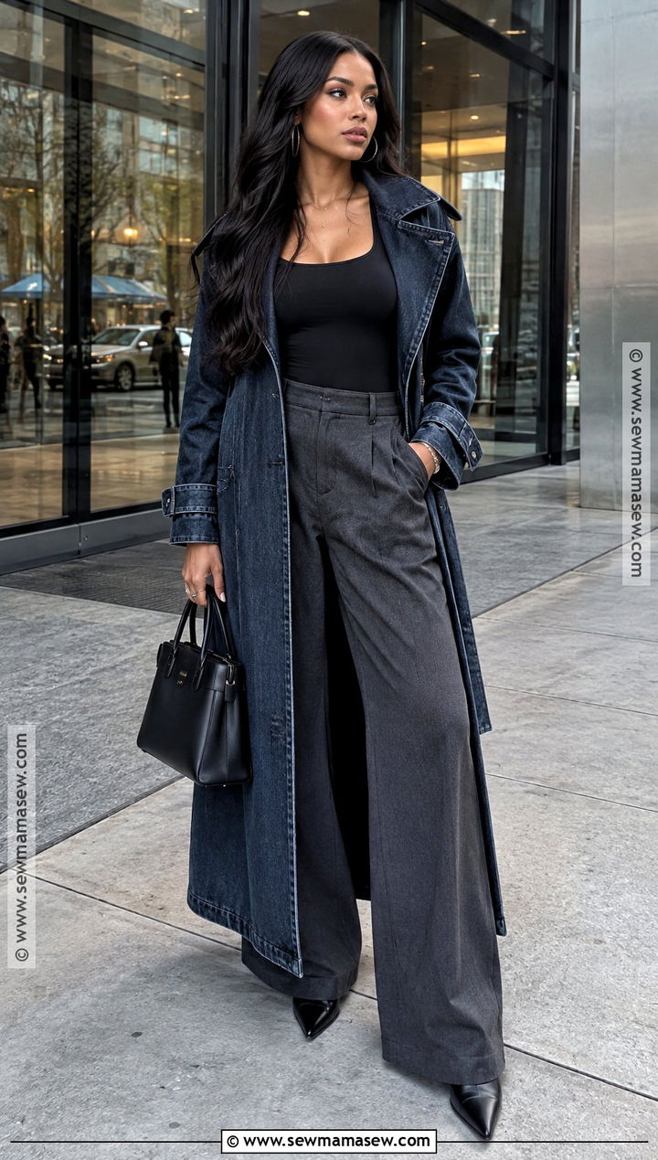 Long Denim Coat Baddie Fall Outfit - 25 baddie fall fits