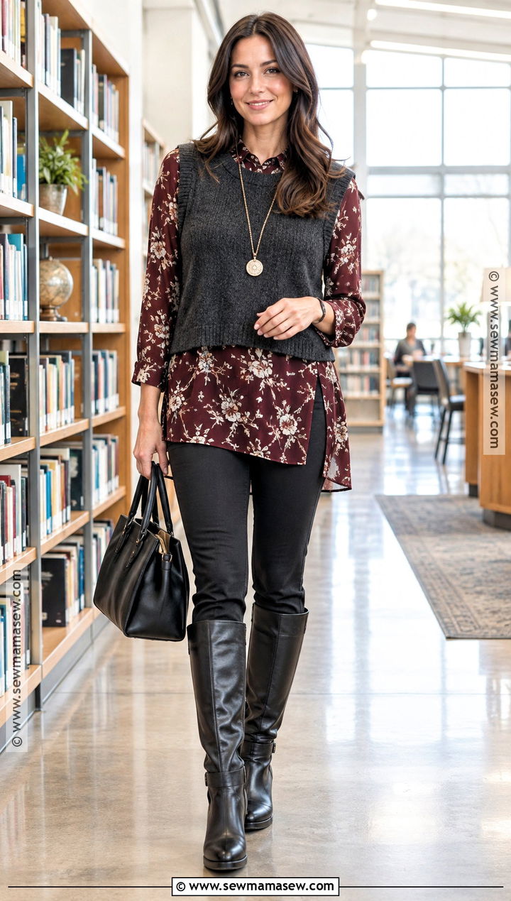 Long Fall Blouse With Slim Pants - 20 fall blouse ideas
