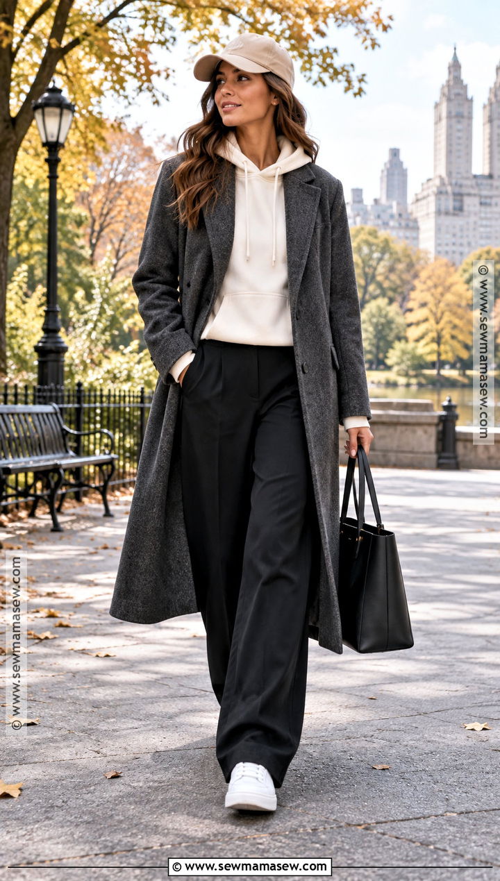 Long Overcoat And Hoodie Autumn Outdoor Outfit - 20 autumn outdoor outfits