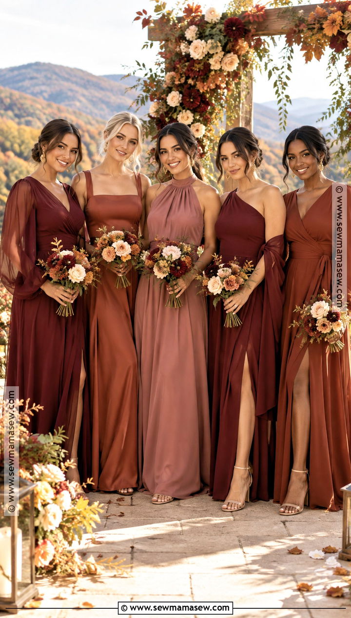 Long Sleeve And Sleeveless Fall Bridesmaid Dresses - 15 Non Matching Bridesmaid Dresses Fall