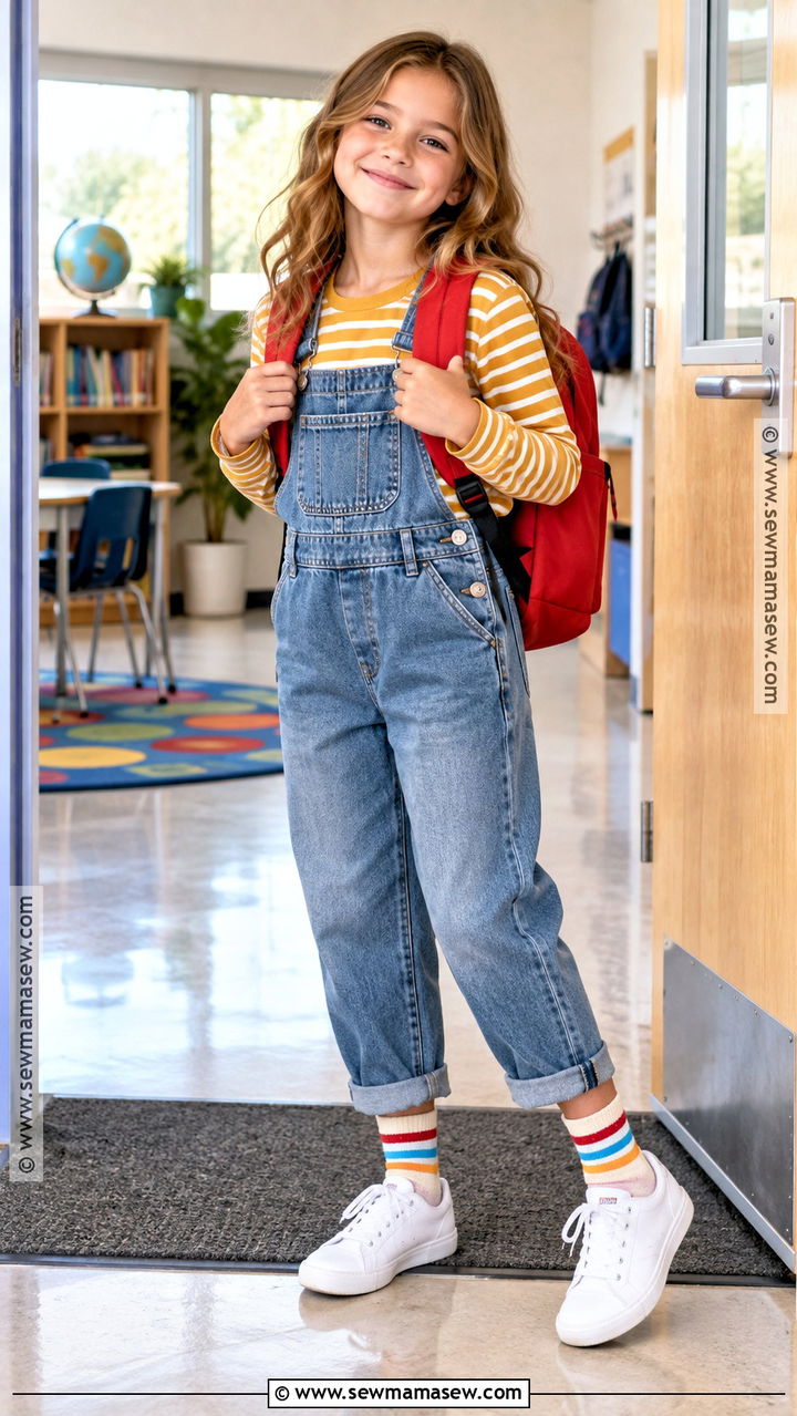 Long Sleeve Back To School Shirt With Overalls - 20 Back To School Shirts for Kids