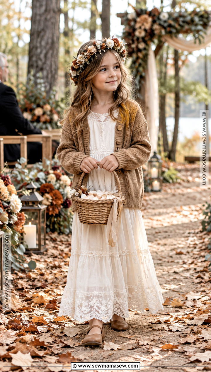 Long Sleeve Boho Flower Girl Dress - 15 Fall Wedding Flower Girl Dress Ideas