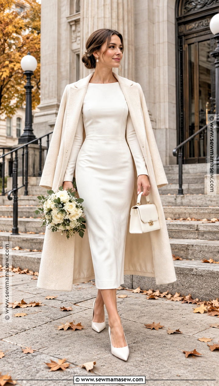 Long Sleeve Fall Courthouse Wedding Dress - 20 fall courthouse wedding dress ideas